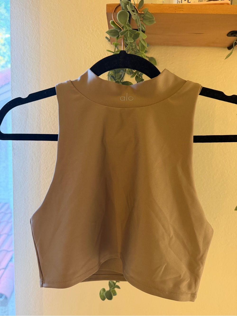 ALO Yoga High Neck Crop Tank Top - Tan
